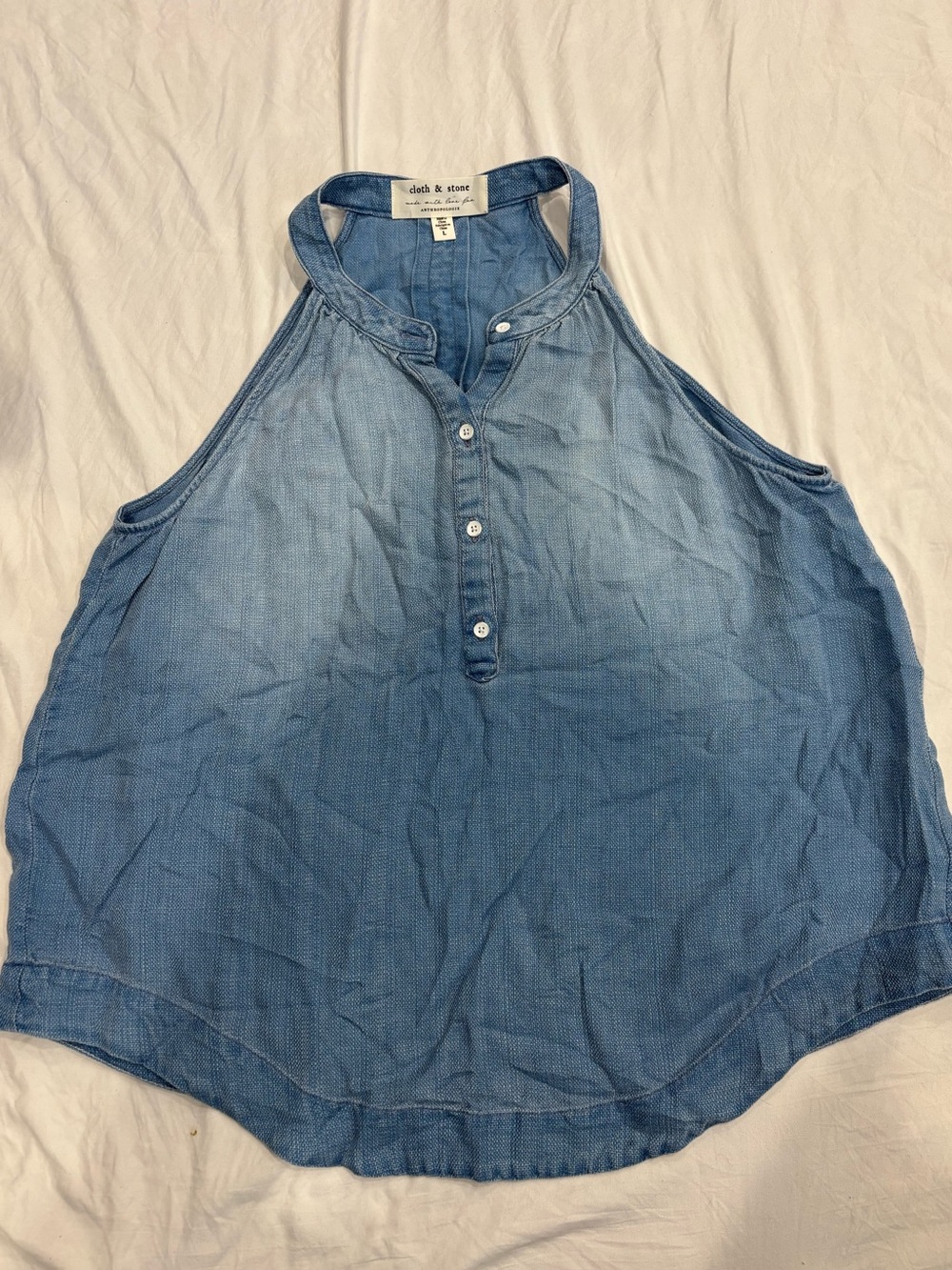 cloth & stone blue chambray halter top